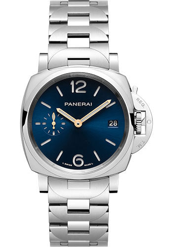Panerai Luminor Due - 38mm Polished Steel Case - Blue Sun-Brushed Dial - Steel Bracelet - PAM01123